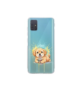 Samsung Galaxy A51 ile Uyumlu Splash Köpek Tasarımlı Şeffaf Silikon Kılıf