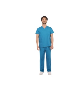 Doktor Erkek Mavi Forma Cerrahi Yaka Takım Uniforma 4814