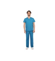 Doktor Erkek Mavi Forma Cerrahi Yaka Takım Uniforma 4814