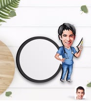 BK Gift Kişiye Özel Erkek Doktor Karikatürlü Ahşap Bardak Altlığı-3