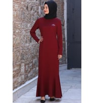Azra Tesettür Elbise Bordo