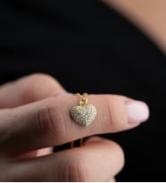 925 Ayar Gümüş Gold Kaplama Zirkon Taşlı Kalp Model Kolye (Altın)