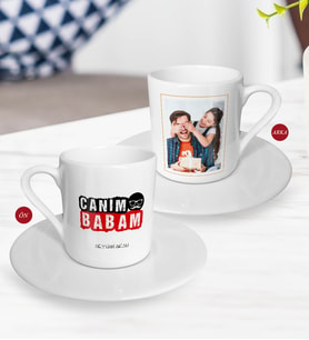 BK Gift Kişiye Özel Babalar Günü Hediyesi Fotoğraflı Türk Kahvesi Fincanı-39 (Beyaz)