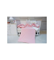 Örgü Kenar Korumalı Bebek Beşik Uyku Seti --7 Parça (Pembe)