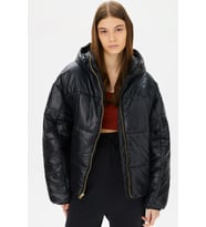 Nike Terma Fit Synthetic Fill Loose Fit Classic Puffer Shine Kadın Bol Kesim Şişme Mont Siyah