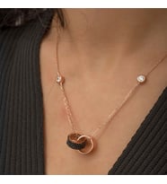 Gümüş Rose İç İçe Geçmiş Halka Kolye