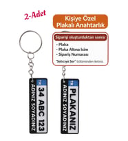 Kişiye Özel Plaka Anahtarlık Çiftli Set (2 Adet) - İsimli ve Plakalı Araç Anahtarlığı
