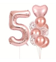 Rose Gold kalpli 5 Yaş Folyo Balon Set
