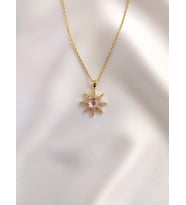 Kadın Paslanmaz Çelik Gold Opal Taşlı Kutup Yıldızı Kolye (Gold)