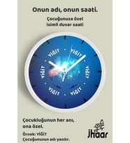 İsme Özel Yıldız Tozu Çocuk Odası Duvar Saati Orta Boy 30 cm Beyaz Camlı Sessiz