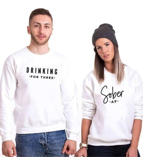 Tshirthane Sober Drinking Sevgili Kombinleri Sweatshirt Kombini (Tek Ürün Fiyatıdır.)