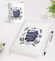 BK Gift Kişiye Özel Öğretmenler Günü Tasarımlı Beyaz Defter Kalem Kupa Seti - 2