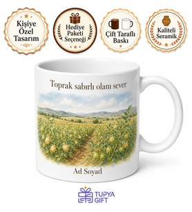 Nohut Tarlası Temalı Baskılı Kupa Bardak Doğa Hediye Porselen Mug