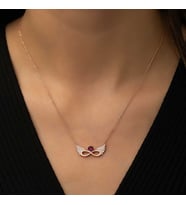 ?Gümüş Rose Kanatlı Sonsuz Kalp Kolye