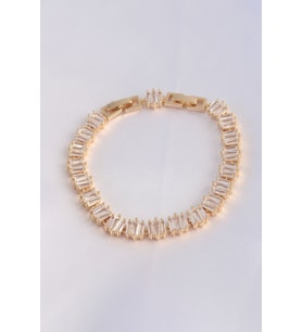 Vip Seri Pirinç Zirkon Taşlı Gold Renk Kare Su Yolu Model Bileklik