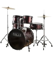FOCUS FCP0803-WR 5 Parça (20B/10T/12T/14F/14S) Aksamlı & Zilli Bordo Akustik Davul Seti