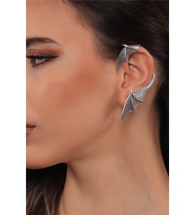 Kadın Antik Gümüş Kaplama Çivili Model Ear Cuff Sol Kulak Yarasa Küpe