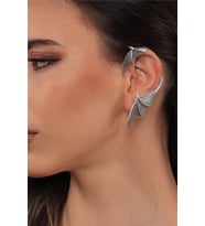 Kadın Antik Gümüş Kaplama Çivili Model Ear Cuff Sol Kulak Yarasa Küpe