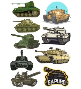 Tank Sticker Set 9 Parça Telefon, Tablet, Defter, Laptop Sticker