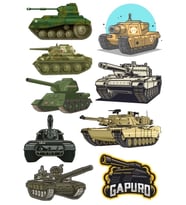 Tank Sticker Set 9 Parça Telefon, Tablet, Defter, Laptop Sticker