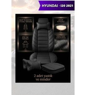 hyundai i20 2021 Koltuk ve Kılıf uyumlu Lüks Siyah Yastık Minder 2 Minder 2 Yastık