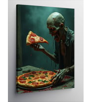 Kanvas Tablo Pizza Yiyen Zombi