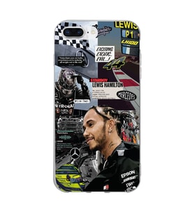 Iphone 7 Plus ve 8 Plus Uyumlu Lewis Hamilton Kolaj Tasarımlı Şeffaf Telefon Kılıfı