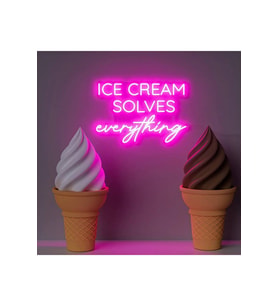 ICE CREAM SOLVES everything Yazılı Neon Tabela