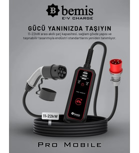 Pro Mobile Elektrikli Araç Taşınabilir Şarj Cihazı 11-22KW - 15M -Çanta ve Dönüştürücü Hediye 1 Bemis Pro Mobile Elektrikli Araç Taşınabilir Şarj Cihazı 11-22KW - 15M -Çanta ve Dönüştürücü Hediye