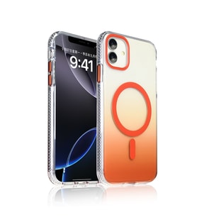 Apple iPhone 11 Uyumlu Kılıf M-safe Şarj Özellikli Transparan Renk Geçişli Zore Toros Kapak (Turuncu)