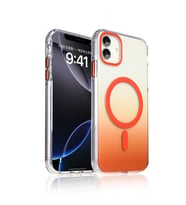Apple iPhone 11 Uyumlu Kılıf M-safe Şarj Özellikli Transparan Renk Geçişli Zore Toros Kapak (Turuncu)