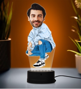 Doğum Günü Hediyesi,Sevgiliye Hediye, Kişiye Özel Fotoğraflı Rapçi 2 Karikatür 3D Led Lamba (Beyaz)