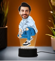 Doğum Günü Hediyesi,Sevgiliye Hediye, Kişiye Özel Fotoğraflı Rapçi 2 Karikatür 3D Led Lamba (Beyaz)
