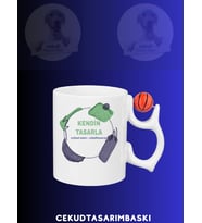 1 Adet Kendin Tasarla Basketbol Temalı Süblimasyon Porselen Kupa Bardak (Beyaz) (Düz Beyaz)