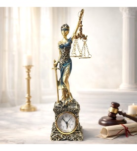 Dekoratif Büyük Boy Saatli Adalet Heykeli Biblo Alk4427