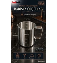 ByMyHand Premium Paslanmaz Çelik Ölçü Kabı Karıştırma Kabı Sütlük Süt Potu Barista Ölçü Kabı 350 Ml
