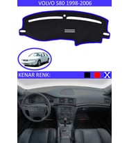 Volvo S80 1998-2006 İçin Uygun Torpido Koruma Halısı Siyah Kenar Renk Mavi