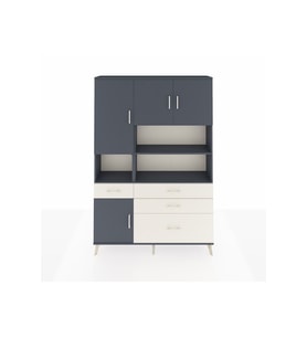 Arges Dolap 9 Raflı 4 Çekmeceli 4 Kapaklı 132x30x195 Antrasit-Antrasit/Aytaşı