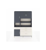 Arges Dolap 9 Raflı 4 Çekmeceli 4 Kapaklı 132x30x195 Antrasit-Antrasit/Aytaşı