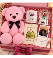 Kız Kardeşe Özel Hediye Kutusu Pembe Peluş Ayıcık Kar Küresi Kupa Best Friends Defter Kişiye Özel Fotoğraf