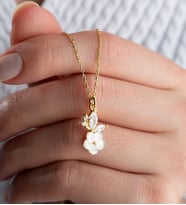 Saklı Takı 925 Ayar Gümüş Gold Minik Sedefli Çiçek Kolye