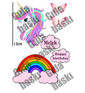 Yenilebilir Şeker Kağıt Unicorn Temalı Pasta Süsleme