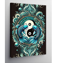 Kanvas Tablo Yin-Yang Ve Balık Tasarımı