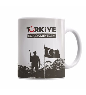 Ayyıldız Türkiye Diz Çökmeyecek Türk Bayrağı Kupa Bardak Porselen
