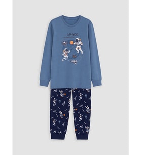 LCW Kids İndigo Bisiklet Yaka Erkek Çocuk Pijama Takım