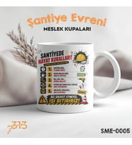 Komik Şantiye Kupası – "Şantiyede Hayat Kuralları" Baskılı Seramik Kupa