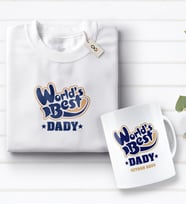BK Gift Kişiye Özel Dünyanın En İyi Babası Tasarımlı Beyaz Tişört ve Kupa Seti-3 (Model 1)