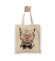 Miau Cat Kedi Beyaz Bez Çanta Uzun Saplı Alışveriş Çantası Plaj Çantası