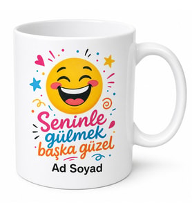 Neşeli Arkadaş İçin Kişiye Özel Komik Baskılı Kupa Bardak Hediye