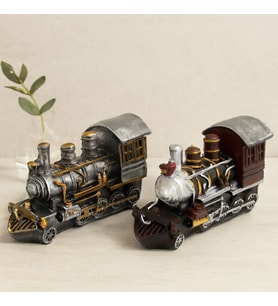 Vintage Tren Biblo Kumbara Reçine 20x12x8 cm